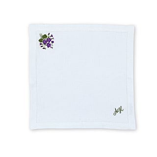 Veilchen-Serviette mit Monogramm